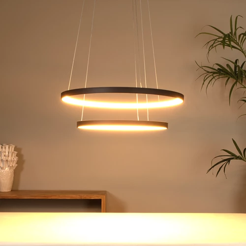 Lucide VIDAL - Pendelleuchten - Ø 78 cm - LED Dim. - 1x92W 2700K - Schwarz | Premium - Atmosphäre 1